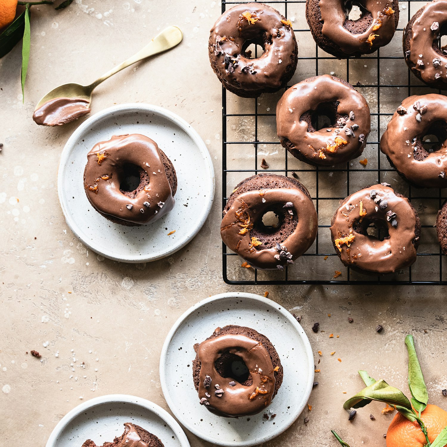 Baked Chocolate & Clementine Donuts