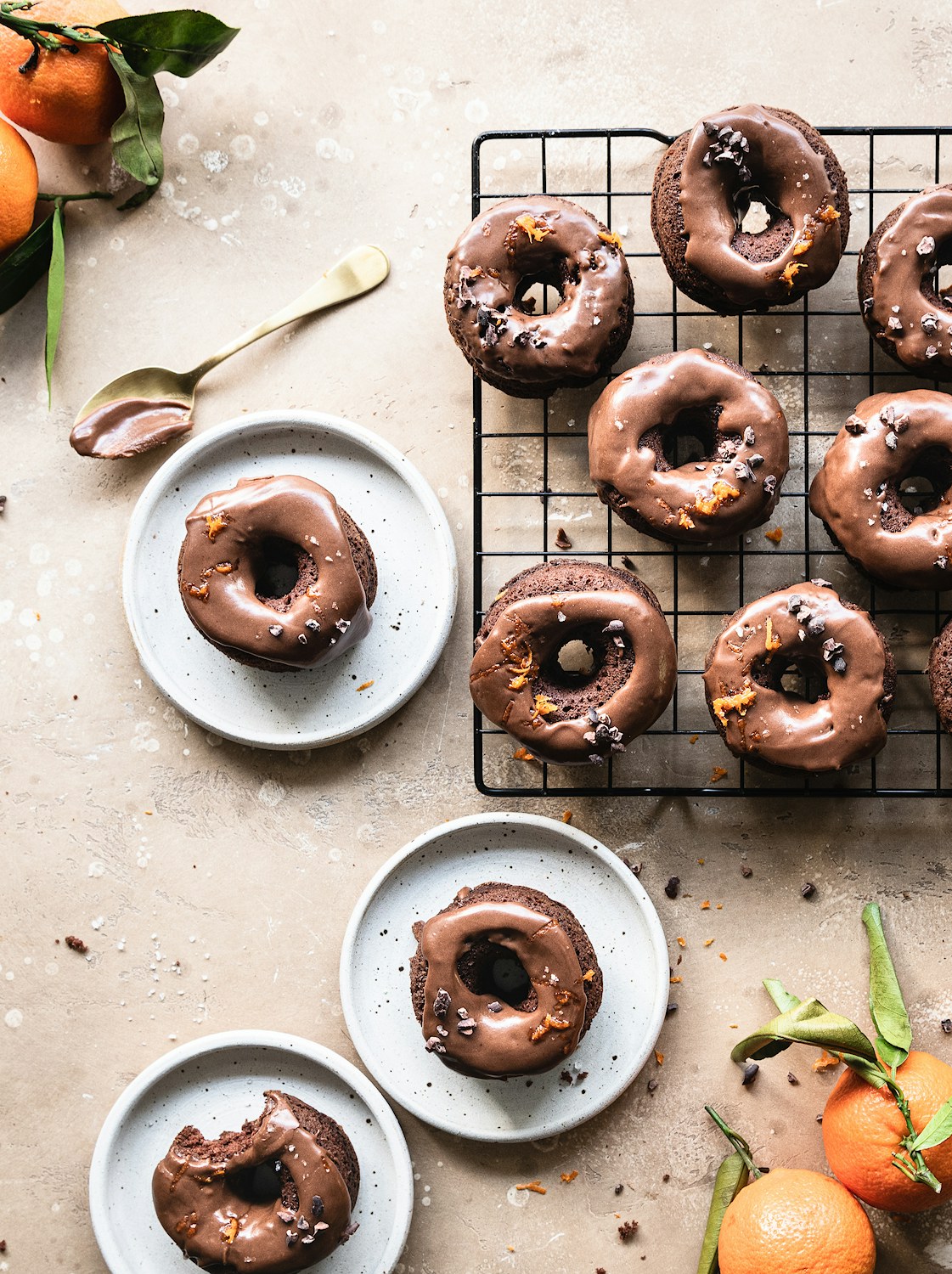 Baked Chocolate & Clementine Doughnuts