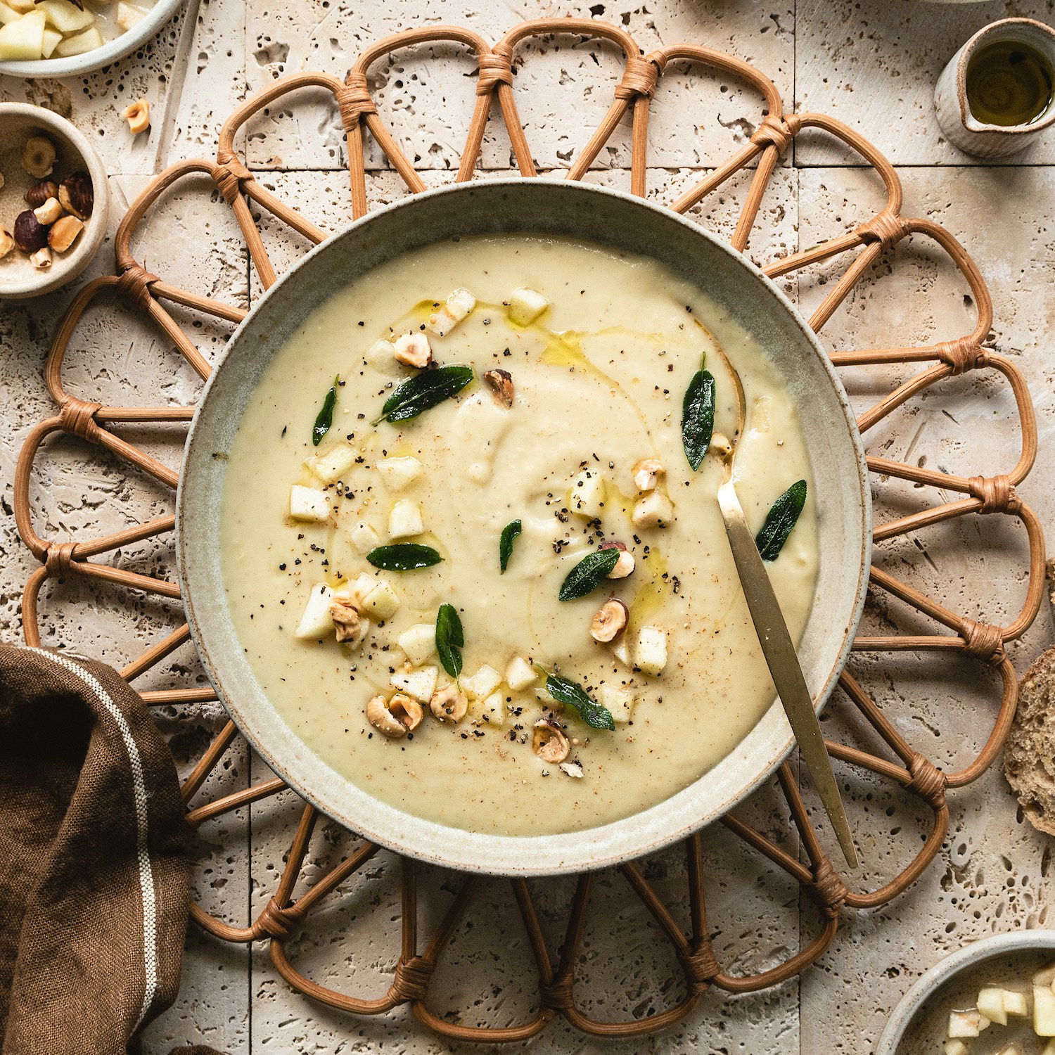 Roasted Parsnip Soup with Pickled Apple