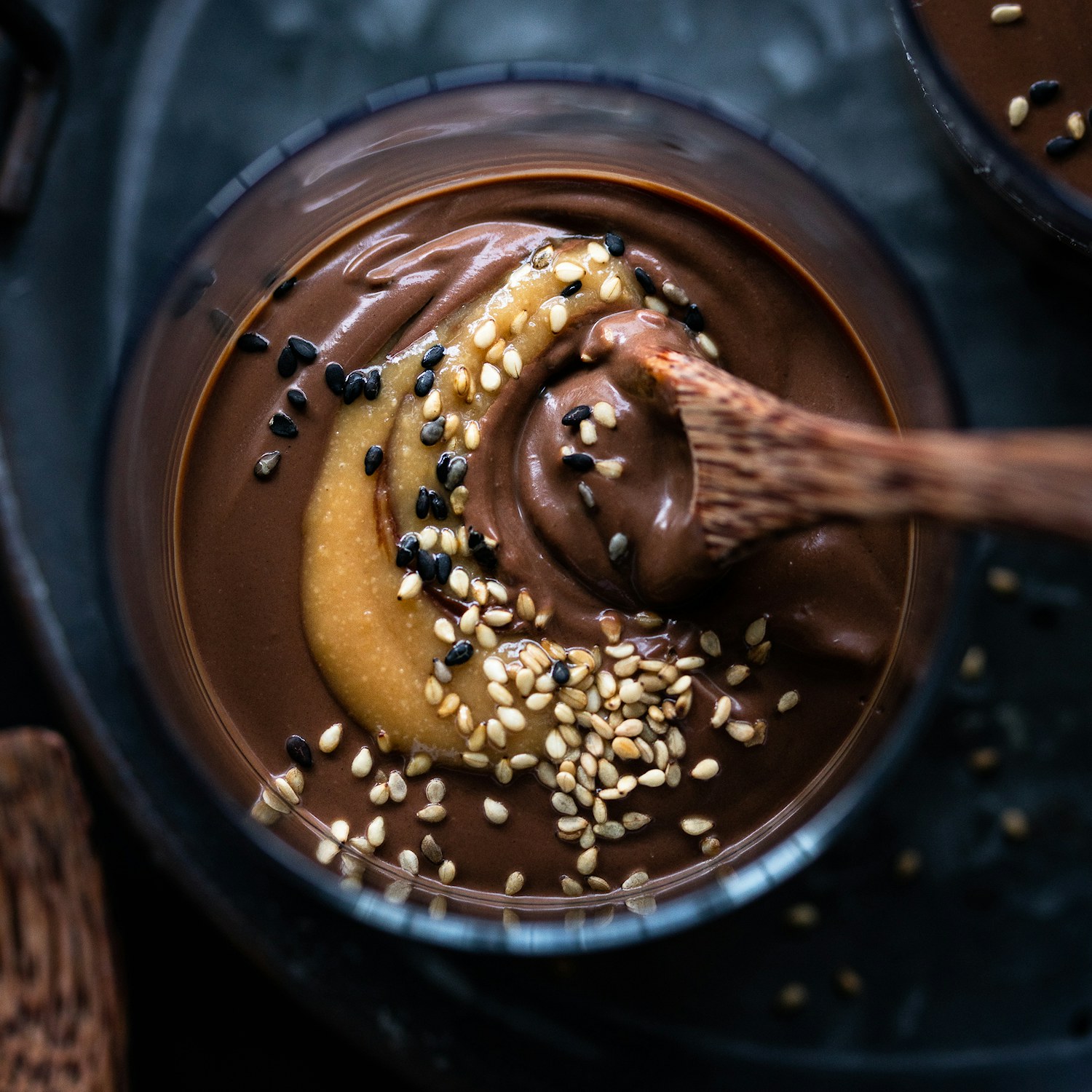 Chocolate Pudding with Miso Peanut Caramel