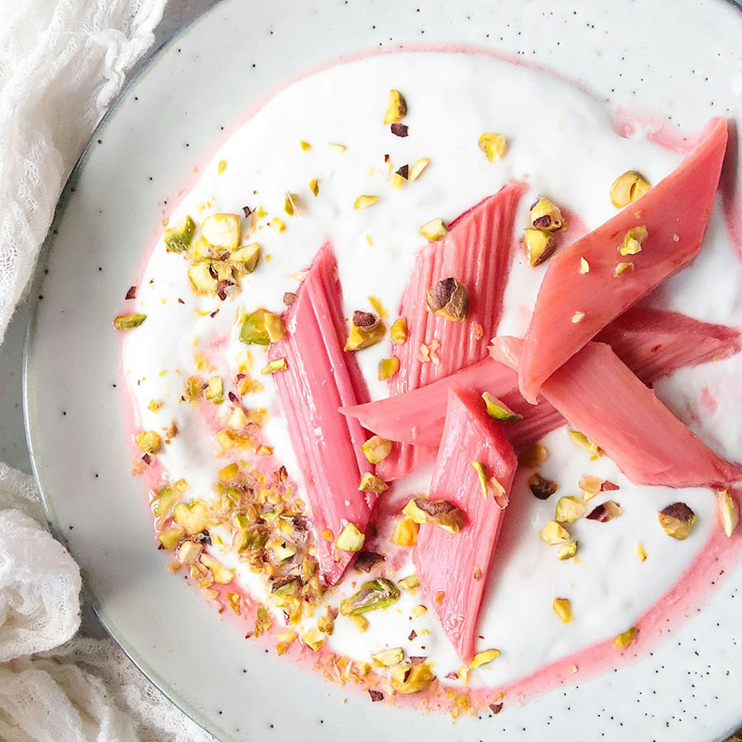 Roasted Rhubarb with Coconut & Ginger Cream