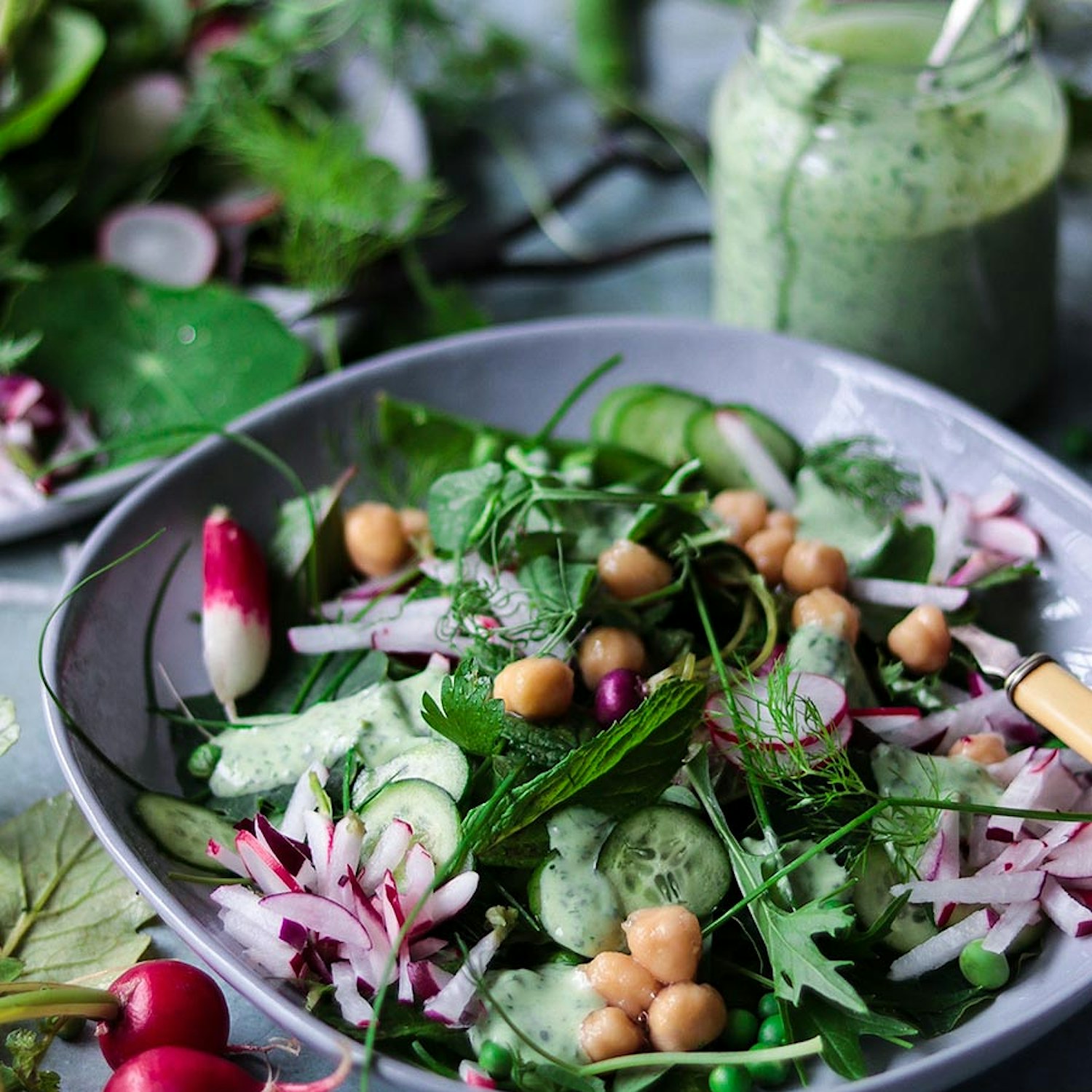 Garden Salad with Herby Yogurt Dressing