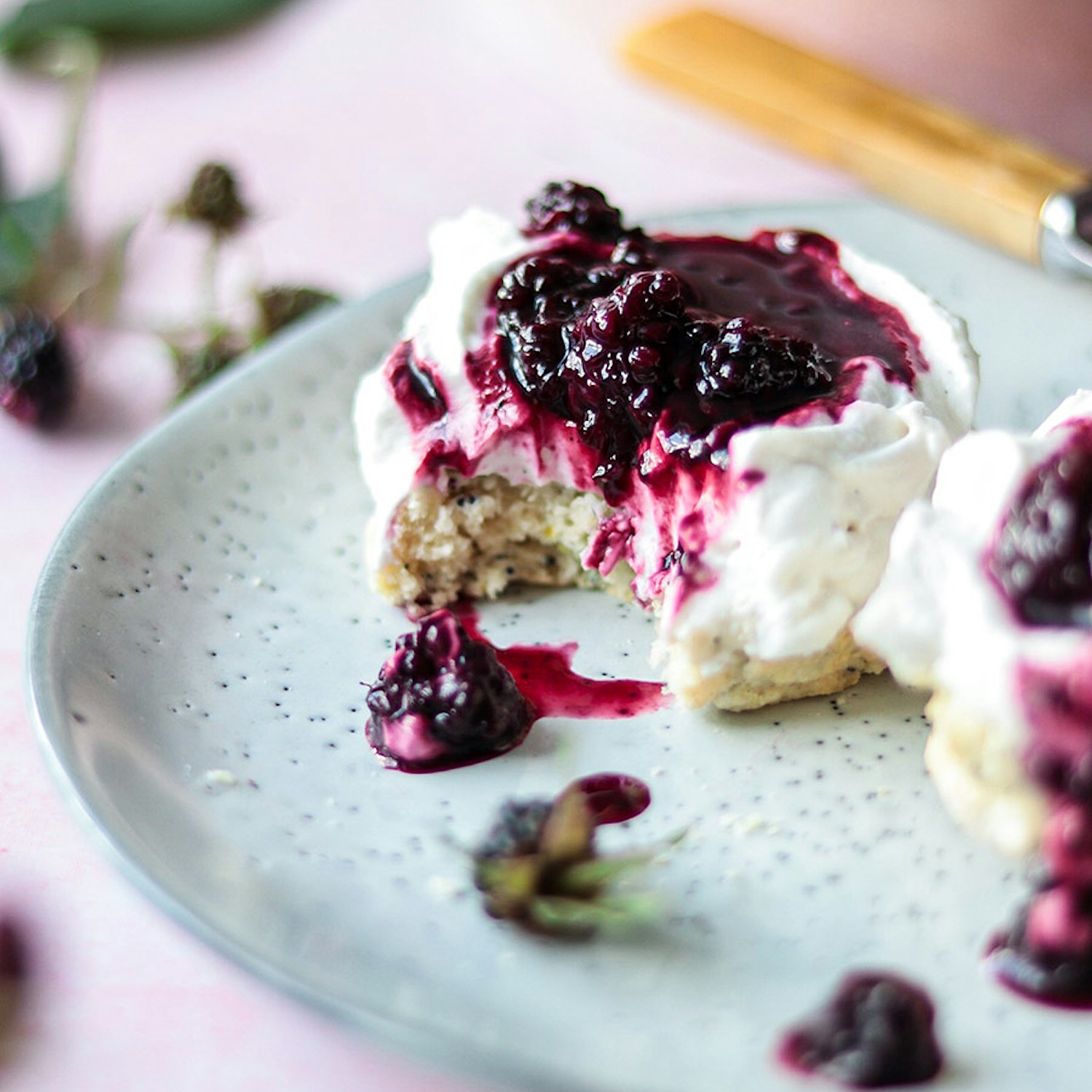 Lemon and Poppy Seed Scones with Wild Blackberry and Bay Compote